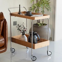 Meja samping kayu padat abad pertengahan Modern, meja kopi Vintage, Ruang makan, kabinet kayu padat