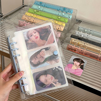 Classeur à 6 anneaux en PVC A6 transparent à paillettes de grande taille, couverture souple, à feuilles mobiles avec clips en métal colorés, enveloppes pour billets de caisse de taille A5