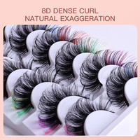 7 paires LD-multicouche russie pour MIX Set cils de scène colorés Faux cheveux de vison faux cils Extensions bande complète