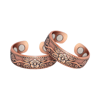 Bague magnétique anti-cuivre en alliage, motif floral, 4 couleurs, bijou ajustable pour femmes et hommes