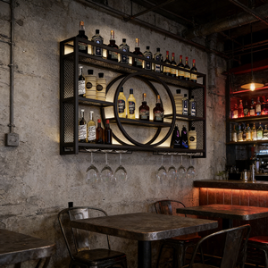 Étagères murales pliables en acier multicouche et porte-bouteilles pour bars, mobilier de bistrot et de club, meubles muraux pour la maison et les bars - Product Image 2