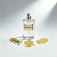Label Parfum Logam Aluminium Berkilau dengan Embos Kustom, Plat Nama Botol Premium Anodized, Bersertifikasi ISO9001 REACH