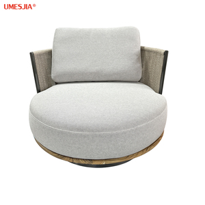 Poltrona luce diurna mobili da esterno in Teak Base lo schienale presenta corde intrecciate e può ruotare - Product Image 3