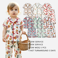 Kids Lapel Trim Piping Pajama Set, Short Sleeve Top & Long Pants Bali Yarn Sleepwear, Breathable Casual Children Home Wear
