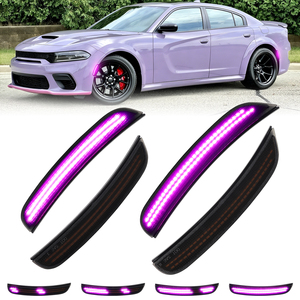 4 Luces LED Dinámicas de Posición Lateral para Guardabarros, Animación Blanca, Azul y Morada, para Charger 2015-2023, Indicador de Dirección Ámbar y Rojo, 12V - Product Image 6