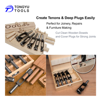 Ensemble de 5 forets pour tenons et goujons profonds de 3/8 à 1 pouce, tige de 1/2 pouce, outils de menuiserie pour goujons ronds en bois, fabrication de trous de fixation