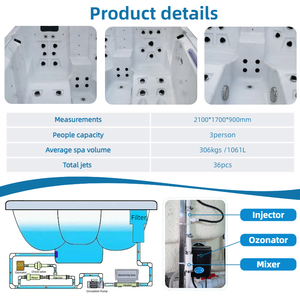 Di piccole dimensioni economico 3 persone semplice segno In-terra Spa vasche Freestanding <span class=keywords><strong>jacuzzi</strong></span> vasca idromassaggio per adulti - Product Image 4