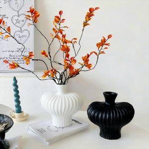 Vase en céramique Qingyu Chronicle blanc et noir, petite et grande taille, vase décoratif de bureau - Product Image 3
