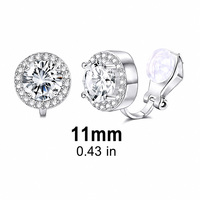 Anting-anting jepit kristal bulat elegan berlapis perak tanpa tindik, perhiasan pengantin untuk wanita dan perempuan, hadiah