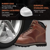 Bottes de sécurité professionnelles pour hommes en cuir Crazy-Horse durable, avec embout en acier indestructible, imperméables et antidérapantes, en cuir véritable de qualité supérieure