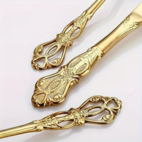 Ensemble de couverts en acier inoxydable Royal Court, finition miroir, couteau, fourchette, cuillère, cuillère à café, portable, réutilisable, passe au lave-vaisselle