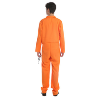 Costume de fête d'Halloween pour homme adulte, combinaison orange de détenu, costume de cosplay, uniforme, ensemble de combinaison de pompier