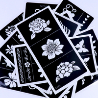 Pochoirs de tatouage au henné en PVC autocollants GP en stock, noirs, réutilisables, pour art corporel temporaire, pochoir DIY avec emballage individuel