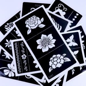 Pochoirs de tatouage au henné en PVC autocollants GP en stock, noirs, réutilisables, pour art corporel temporaire, <span class=keywords><strong>pochoir</strong></span> DIY avec emballage individuel - Product Image 2