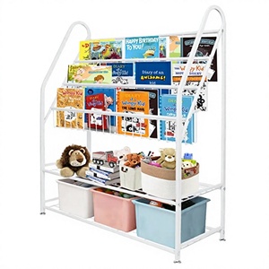 ชั้นวางหนังสือเด็กโลหะแบบเรียบง่าย 5 ชั้น สำหรับเก็บหนังสือภาพและของเล่น ชั้นวางของสำหรับเด็กและผู้ปกครอง จัดระเบียบของใช้ในบ้าน - Product Image 4