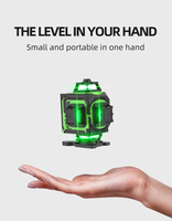 Niveau laser industriel 4D à faisceau vert 16 lignes 360 ° Mesures de précision DIY Puissance de la batterie Niveau laser rotatif pour la construction