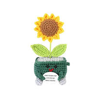 Pot Bunga Rajut Tangan Motif Bunga Matahari, Daisy, Lavender, Hiasan Tanaman Anyaman, Dekorasi Rumah Bunga Buatan yang Lucu, Hadiah