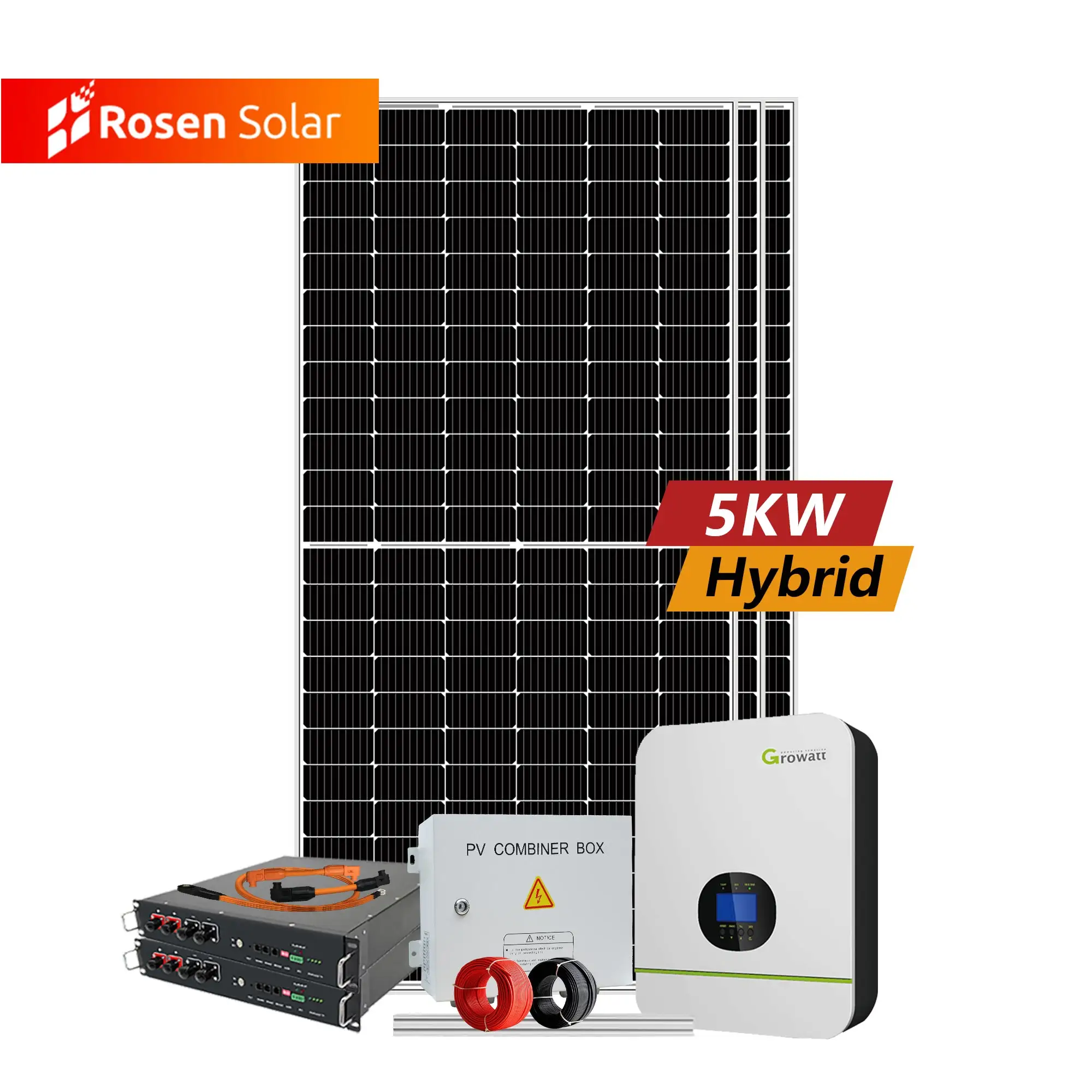 Off Grid Hệ Thống 5kw Lithium Power Tường Năng Lượng Mặt Trời Power Kit 5 KW Năng Lượng Mặt Trời Hệ Thống Bảng Điều Khiển Trang Chủ