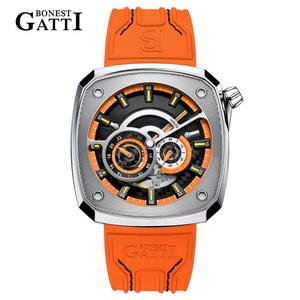 Montre de luxe pour homme BG6601-A, marque tendance, automatique, mécanique, boîtier carré, étanche, saphir, lumineuse, bracelet en Viton - Product Image 1