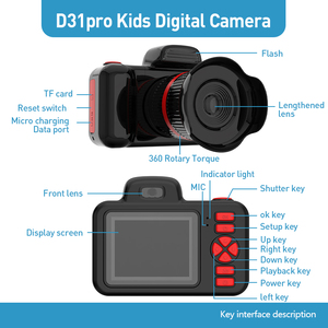 كاميرا رقمية عالية الدقة رخيصة للأطفال DSLR ميجا بكسل لعبة سيلفي فيديو هدية مستشعر التصوير CMOS فلتر MicroSD للأولاد والبنات - Product Image 3