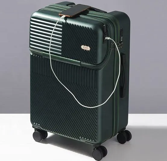 ABS PC valigia rigida trolley bag valigie a mano set di valigie in abs con tasca per Laptop e borse per bagagli con apertura frontale USB