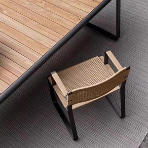 Chaise de jardin en alliage d'aluminium pour extérieur, structure en bois de teck, mobilier durable pour cour, villa, restaurant - Product Image 3