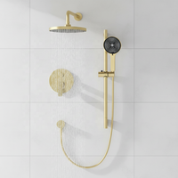Ensemble de douche mural en laiton finition chromée avec mitigeur intégré, système de douche pluie et douchette à main pour salle de bain