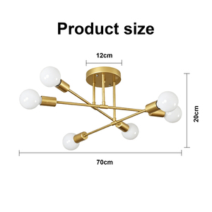 Lámpara de Techo Moderna de 6 Luces, Lámpara de Techo de Metal Negro para Sala de Estar, Dormitorio, Cocina, <span class=keywords><strong>Decoración</strong></span> Nórdica Minimalista para el Hogar - Product Image 5