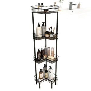 OEM/ODM Bathroom Corner Shelf 4 Layers Triangular Freestanding Storage Rack For Bathrooms - Product Image 5