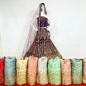 Premium Zarna 16 Kali Lehenga Adultos Completo Jarkan Piedras Espejo Shisha Brillo Trabajo Can-Can Big Flare Fuertemente Bodas - Product Image 1