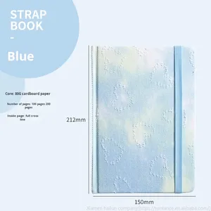 ผ้าที่ปกคลุมไปด้วยสมุดโน๊ตผ้ายีนส์มัดย้อมลายดอกไม้แถบยางยืดแบบเรียบง่ายสำหรับนักเรียน A5 - Product Image 6