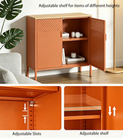 Aparador Metálico Minimalista con 2 Puertas y Almacenamiento Multi-Estante para Sala de Estar, Comedor, Oficina en Casa y Apartamento