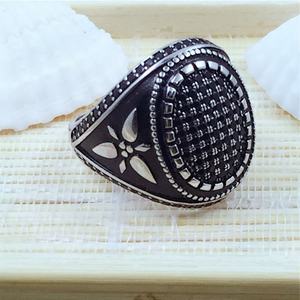 Anillo de Plata Tailandés Vintage, Diseños de Arabia Saudita, Anillo de Compromiso y Boda para Hombre, Chapado en Rodio, con Circonita, Plata de Ley 925 - Product Image 3