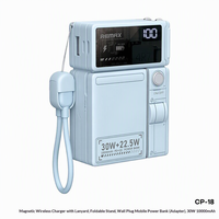 Batterie externe magnétique sans fil multifonction 10000 mAh en PVC avec câble intégré, batterie au lithium polymère, charge rapide, chargeur portable