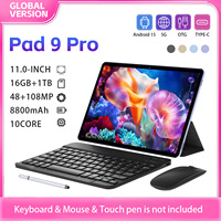 Pad 9 Pro Phablet 11 pouces 16 Go + 1 To 108 MP 8000 mAh 5G Double SIM + TF Écran tactile intégral Écran perforé Taux de rafraîchissement 120 Hz Type-C