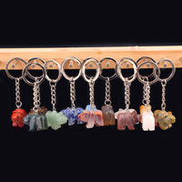 Porte-clés Ours Polaire Sculpté en Pierre d'Agate Naturelle, Pendentif Animal en Cristal Brillant, Anneau de Clés Tendance pour Voiture, Sac d'École, Cadeau Enfant