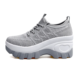 Baskets <span class=keywords><strong>compensées</strong></span> respirantes en maille pour femme, chaussures de créateur à talon compensé dissimulé, rehaussantes, pour la marche - Product Image 1