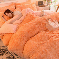 Luxe Imitation Fourrure De Vison 4PCS Ensemble De Literie Couette Housse De Couette Moelleux Coloré En Peluche Couvre-Lit Drap Plat Ensemble De Lit pour L'hiver