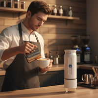 Machine à expresso automatique portable française avec écran LCD, affichage du niveau de batterie, surveillance de la température et du temps de brassage, 30 bars, USB, pour hôtel