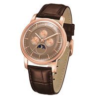 Montre-bracelet pour homme, directement de l'usine, étanche 3 ATM, bracelet en cuir de haute qualité, mouvement à quartz japonais, verre bombé