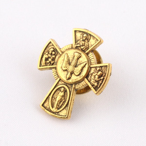 Broche de solapa de aleación esmaltada de moda con diseño de cruz católica cristiana, Sagrado Corazón, <span class=keywords><strong>Biblia</strong></span>, Espíritu Santo y paloma - Product Image 3