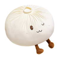 Lot de 2 oreillers en peluche Bao Bun mignons, jouets en peluche en forme de boulette vapeur avec jambes et visage clignotant, vente en gros pour cadeaux d'enfants et boutiques