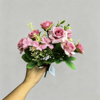Bouquet de roses artificielles en gros, fausses roses en soie, bouquet à main, arrangement de mariage, décoration intérieure, décoration de la maison