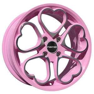 F603S1087 personnalisé 4X100 ET 35 73.1 alliage d'aluminium rose coeur voiture de tourisme jantes légères 15 pouces 6.5J pour BMW <span class=keywords><strong>Tesla</strong></span> - Product Image 1