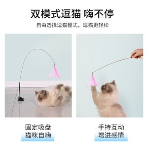 ของเล่นแมว คันเบ็ดตกปลา ขนนกแบบเปลี่ยนหัวได้ ของเล่นแก้เบื่อสำหรับสัตว์เลี้ยง ของเล่นแบบมีปฏิสัมพันธ์ - Product Image 5