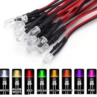 Diode LED pré-câblée de 20 cm, 3 mm, 5 mm, 8 mm, 10 mm, 12 V, 24 V, 220 V, rouge, bleu, vert, transparente, pour éclairage de signalisation d'équipement