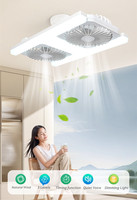 Ventilateur double H-Style avec lumière 180 °   Ventilateur de plafond avec ampoule LED à variateur d'intensité et télécommande, douille rotative E27, pour la maison, le bureau et les entreprises