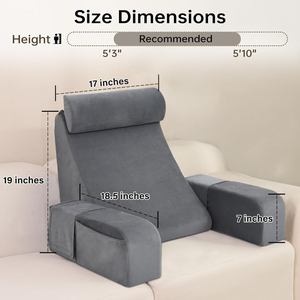 Cuscino da Lettura con Braccioli per <span class=keywords><strong>Letto</strong></span>, Supporto Lombare per Sedersi, Cuscino Reclinabile per Gaming, Relax, Guardare la TV - Product Image 3