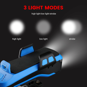 Waterproof 4 In1 Multi-function Bike Front Light With Horn Usb Rechargeable Mobile Phone Stand Led <strong>Fietsverlichting</strong> Cycle Light - Product Image 4
