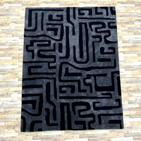 HARI ENTERPRISES HE441 Luxuriöser Handgetufteter Wollteppich Modernes Abstraktes Wellendesign Mittellanger Flor Rechteckig für Wohnzimmer und Schlafzimmer